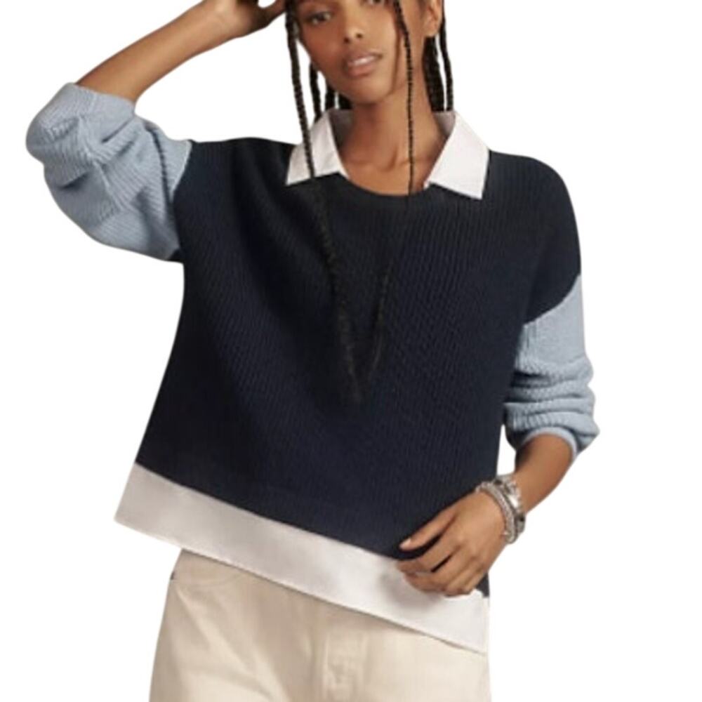 Anthropologie Maeve Collared Twofer Sweater XS